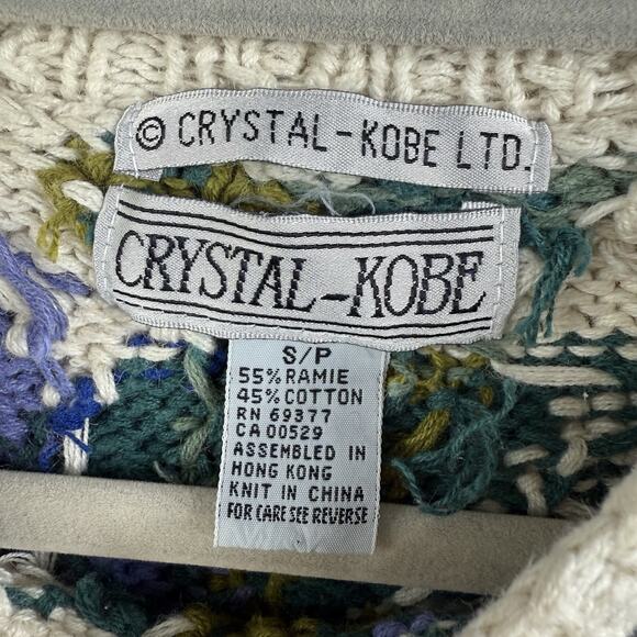 Vintage Crystal Kobe Floral Chunky Sweater Small Grandmacore 90s Tunic Cottage - Picture 5 of 14